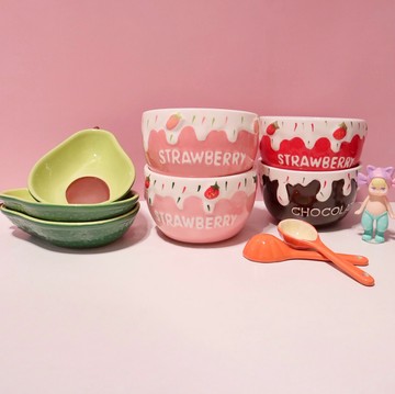 【微瑕專區】特價清倉微瑕疵粉嫩可愛少女心飯碗沙拉碗陶瓷餐具