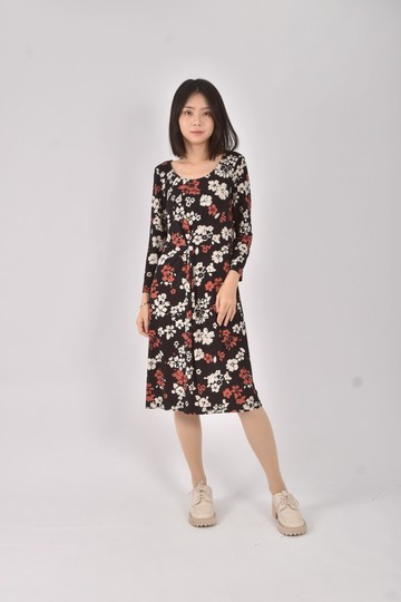 (S) laura ashley花卉黑色洋裝