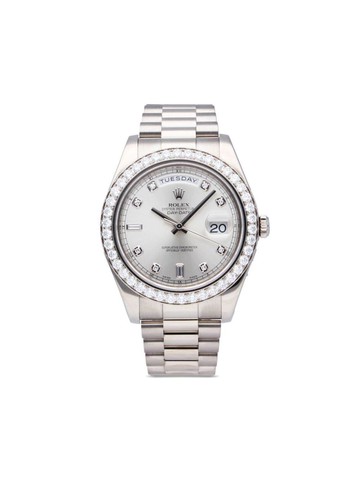 Rolex - 2012 pre-owned Day-Date 41mm - unisex - Sapphire Glass/White Gold - One Size - Silver