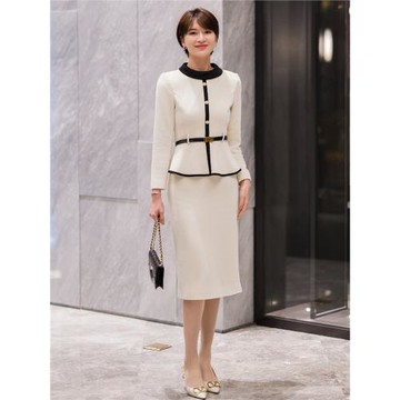 蔣菲菲高端職業套裝裙通勤氣質2026春季商務小香風半裙兩件套正裝