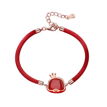 開運招財紅瑪瑙十二生肖紅繩手鍊-蛇-紅色 (15.5cm+4cm延長鏈)