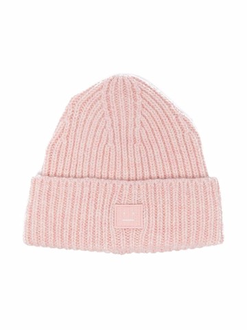 Acne Studios Kids - logo-patch wool beanie - kids - Wool - 4-6 - Pink