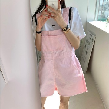 ˏˋ 𝐻𝑒𝑦 𝑆𝑝𝑟𝑖𝑛𝑔 - ̗̀ 🌷⛅️ ̖́‎韓國INS力薦韓系減齡復古白 粉 藍 牛仔揹帶褲
