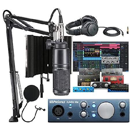 PreSonus AudioBox iOne 2x2 Audio Recording Interface for USB iPad and iOS Devices with Studio One DAW Software, Audio-Technica AT2020 Vocal Micropho