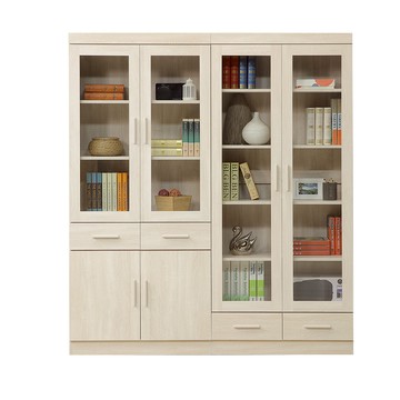 直人木業-COCO奶油風玻璃書櫃組160公分(中二抽80公分+下二抽80公分)