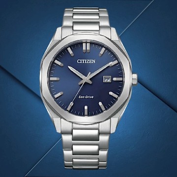 CITIZEN 星辰 Gents系列 BM7600-81L 八角形光動能男士腕錶 藍面 41.0mm