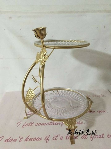 酒吧KTV水果盤架子夜總會吧臺餐廳果盤 鐵藝酒店雙層自助餐展示架