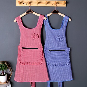 家用廚房圍裙純棉交叉帶大人女時尚可愛罩衣做飯防塵防油污工作服