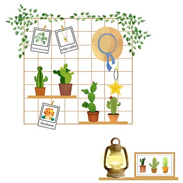 WA. WALL ART 無痕設計壁貼 防水PVC 花草/盆栽/綠葉 FX64132  60 x 40cm  花草 盆栽 綠葉