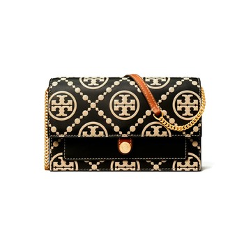 TORY BURCH T Monogram 雙T標誌荷蘭絎縫提花 真皮飾邊 女款常規單肩斜跨包 斜背包 150460~【 菲尼斯 國際精品 ★ 疊加現抵$1300 】
