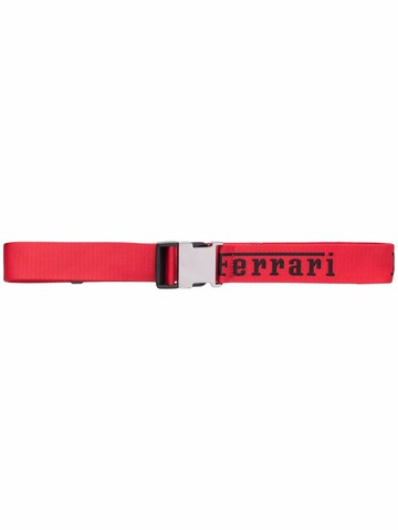 Ferrari - logo-print buckle-fastening belt - unisex - Zinc/Recycled Polyester - One Size - Red