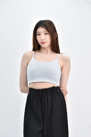 (S)  短版 bra top細肩帶藍色上衣