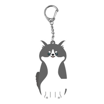 CCHING 青青文具 簡單生活造型手機架鑰匙圈 CZ-696 輕便小巧好攜帶 側邊插入就能支撐 自由調整角度  1個  哈士奇 黑色 + 白色