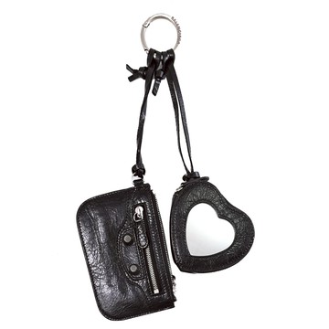 BALENCIAGA 巴黎世家 694024 小羊皮愛心零錢包/吊飾.黑