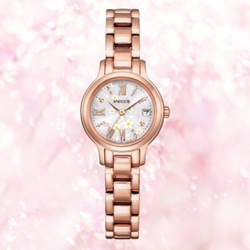 CITIZEN 星辰 WICCA公主系列 KH4-963-15 台灣限定廣告款日期顯示粉紅金時尚女錶 24mm