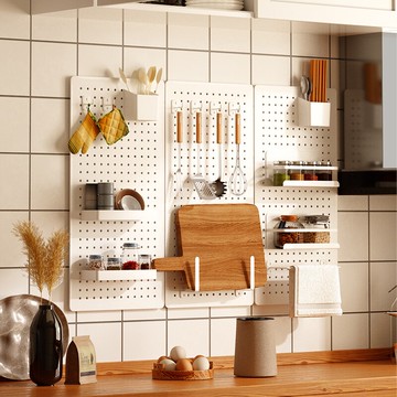 洞洞板/掛擱板/掛板牆 廚房用品置物架壁掛墻上洞洞板儲物架多層調料收納架子毛巾瀝水架【CM17331】