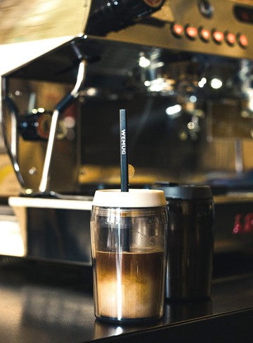 Coffee Jazz 350ml 雙層咖啡隨行杯 吸管杯環保杯 隔熱安全
