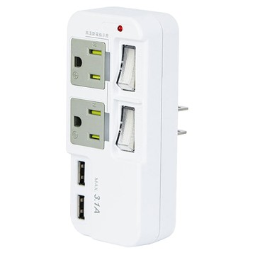 Kinyo 轉接器 分接式插座 3孔 GIU-3222  白色  1個  45mm