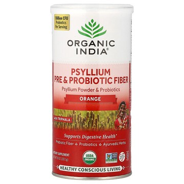 Organic India, 車前子益生元和益生菌纖維，柳丁，10 盎司（283.5 克）