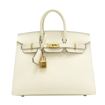 HERMES 愛馬仕 奶油白 Epsom牛革 Birkin 25 柏金包 手提包 U刻 金扣 【二手名牌BRAND OFF】