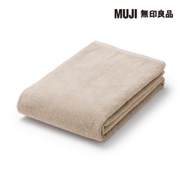棉圈絨雙線織浴巾/可吊掛/粉米色【MUJI 無印良品】