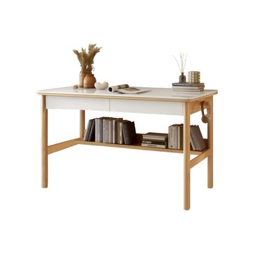 【HappyLife】實木岩板跳色書桌 100公分 Y11919胡桃