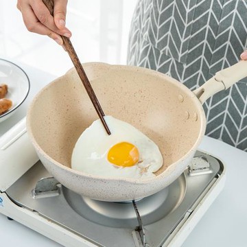 麥飯石小炒鍋1人2用迷你嬰兒輔食不粘鍋家用平底電磁爐專用炒菜鍋