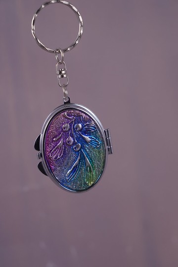 錫雕多用途橢圓型鏡盒鑰匙圈4