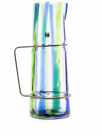 Carlo Moretti - striped glass decanter - unisex - Metal/glass - One Size - Blue