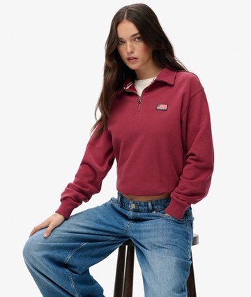 Superdry Women's Athletic Collared Half Zip Jumper Red Size: 4