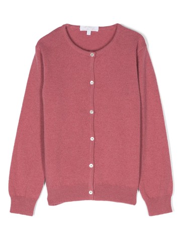 Mariella Ferrari - button-up fine-knit cardigan - kids - Cashmere/Merino - 4 yrs - Pink