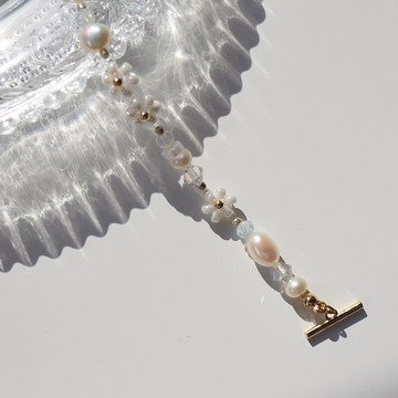 y2k 冰雪精靈串珠花花手鍊 串珠飾品 淡水珍珠