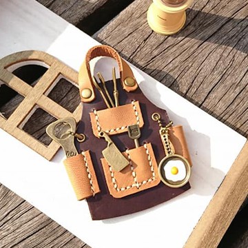 迷你皮革小物 -工作服廚師組皮革項鍊吊飾