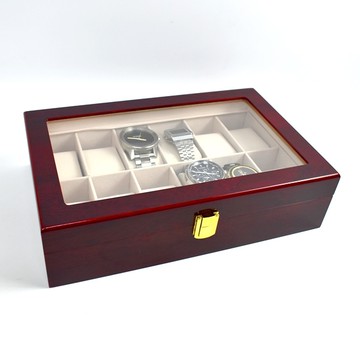 手錶收納盒 12格紅色鋼琴烤漆【NAWA185】