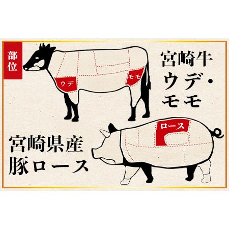 ふるさと納税 ＜宮崎牛スライスと宮崎県産豚肉しゃぶしゃぶセット 3種