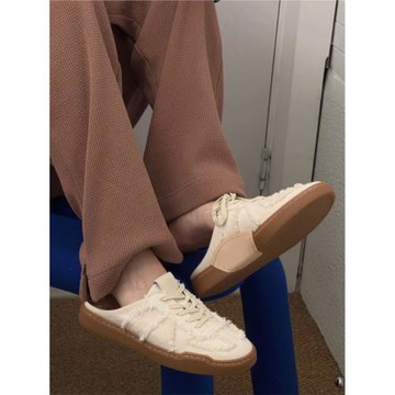 超火德訓包頭帆布拖鞋女外穿軟底流蘇乞丐半拖厚底無后跟休閑板鞋