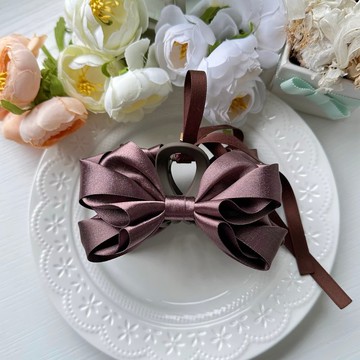 獨家款長型蝴蝶結抓夾鯊魚夾髮夾髮飾頭飾-深咖啡色