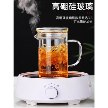 家用加厚耐熱玻璃杯水杯帶嘴玻璃茶壺不銹鋼內膽過濾泡茶杯辦公