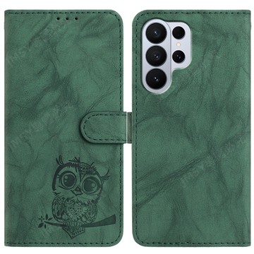 新款翻蓋手機殼 三星Galaxy S26 Ultra 5G S26 Plus 卡通貓頭鷹插卡支架錢包款 翻蓋防摔保護皮套