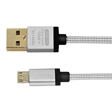 RONEVER 3A鋁合金充電線 USB-MicroUSB 13g  50cm  太空灰  1條