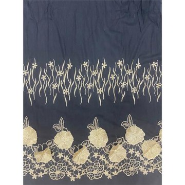 金線鏤空與立體花朵拼接設計重工繡花女裝面料 歐洲巴洛克式風格