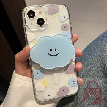 ins日韓 雲朵 磁吸 充電 支架 手機殼 適用iPhone 15 14 13 12 11 Pro Max 卡通 保護殼
