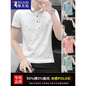 啄木鳥夏季短袖t恤男士潮流翻領POLO衫高端薄款保羅夏裝體恤衣服