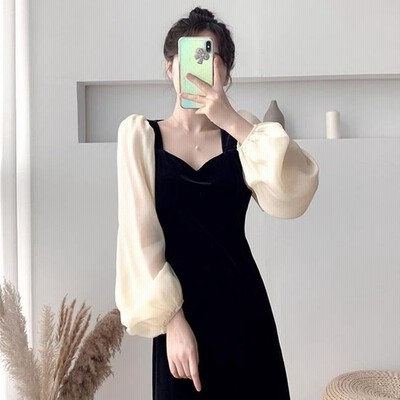 ベロアワンピース レディース ロングワンピ 長袖 春 ワンピース レトロ バルーンスリーブ ドレス 通販 Lineポイント最大get Lineショッピング