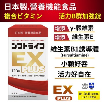 日本製【活力B群 EX PLUS加強錠120錠】小顆好吞 維生素B群 γ穀維素 維生素E  強效B群 日本原裝 增強體力