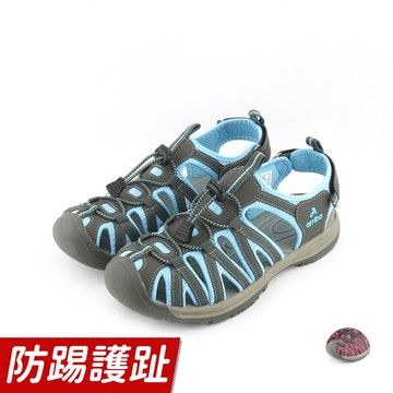 ARRIBA艾樂跑女鞋-防踢護趾輕量涼拖鞋-灰桃/灰藍(62573)