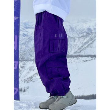 冬季oversize大碼 3L單板寬松滑雪褲男女情侶款 加厚保暖防風防水