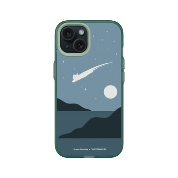 iPhone 15 Clear 憂墨綠 - ilovedoodle (Lim Heng Swee) - Cat Landscape - Meteor 貓咪流星