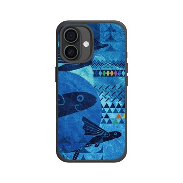 iPhone 16 SolidX 黑 - 花生騷 WasangShow - 虹彩飛魚群