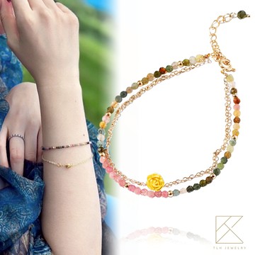 【TLH】黃金墜手鍊 純金999 花舞星空 約重0.03錢±0.01